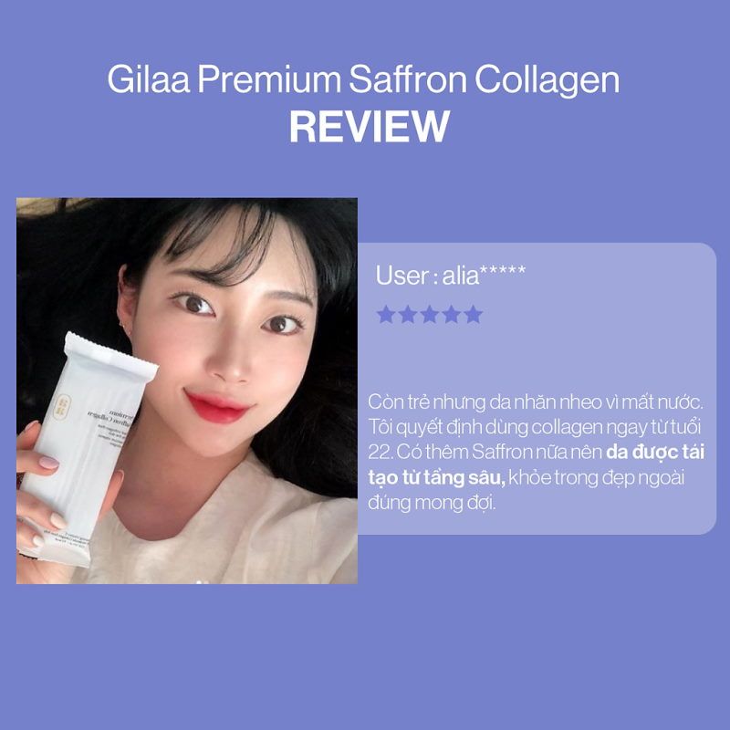 Bột Uống Collagen Cao Cấp Kết Hợp Nhụy Hoa Nghệ Tây Cải Thiện Trắng Da Gilaa Premium Saffron Collagen