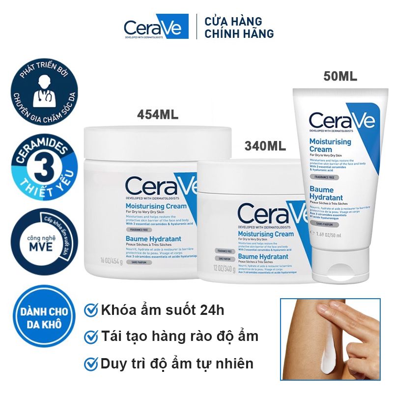 Kem Dưỡng Ẩm Dành Cho Da Khô Cerave Developed With Dermatologists Moisturising Cream