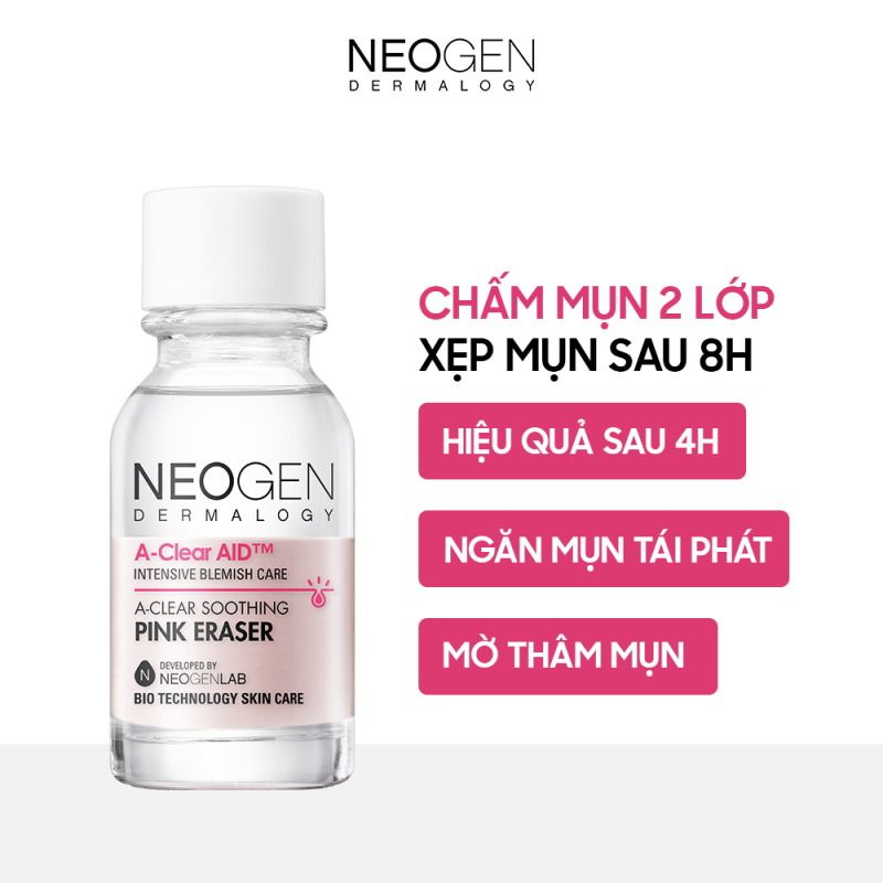 [Xẹp Mụn Sau 4h] Dung Dịch Chấm Mụn, Giảm Sưng Viêm Cấp Tốc Neogen Dermalogy A-Clear Soothing Pink Eraser 15ml