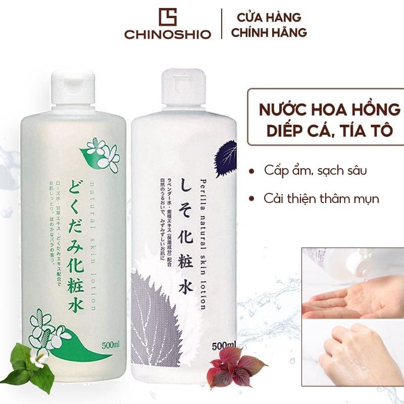 Nước Hoa Hồng Chiết Xuất Diếp Cá, Tía Tô Chinoshio Natural Skin Lotion 500ml