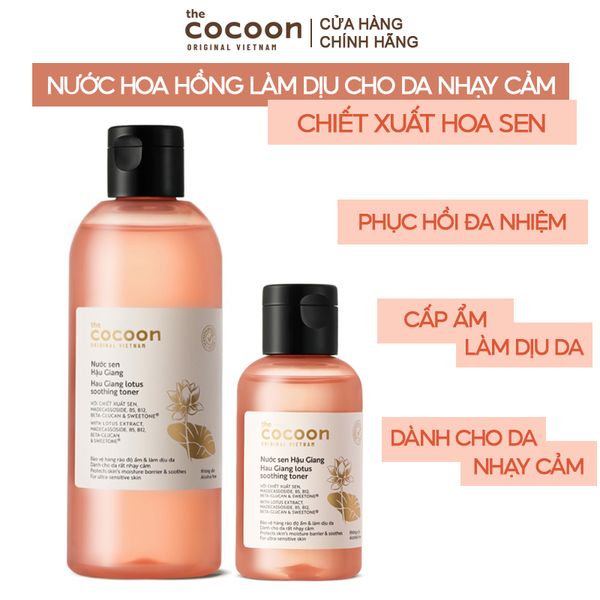 Nước Cân Bằng Cocoon Sen Hậu Giang Làm Dịu Da Nhạy Cảm Hau Giang Lotus Soothing Toner