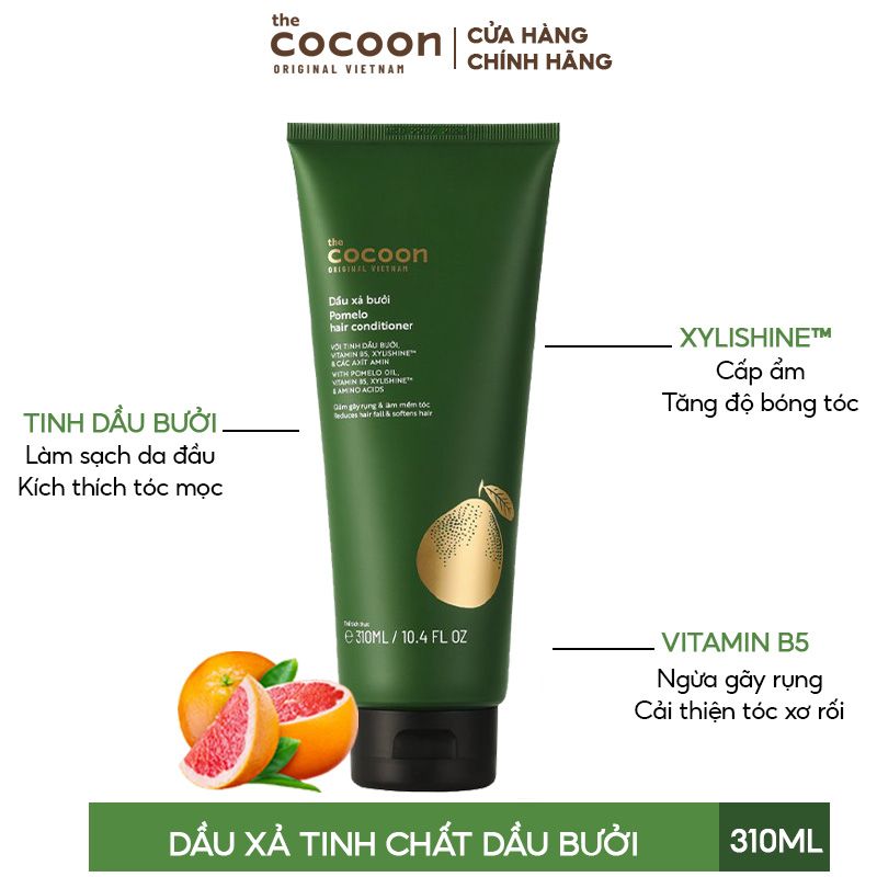 [310ml] Dầu Xả Tinh Chất Dầu Bưởi Giúp Giảm Gãy Rụng &Hỗ Trợ Mọc Tóc Cocoon Pomelo Conditioner