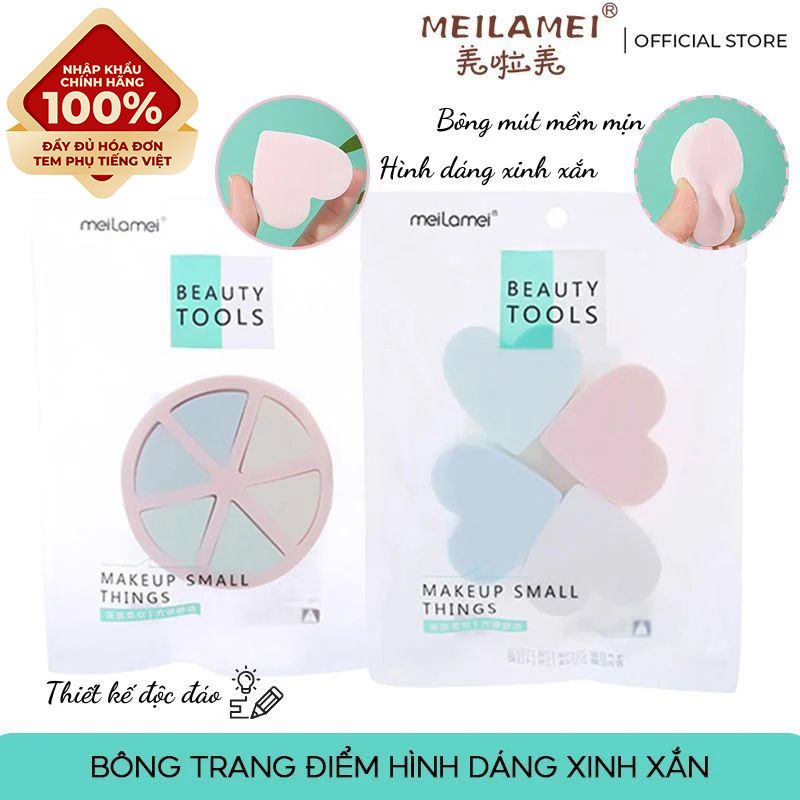 [NHẬP KHẨU] Set Bông Mút Trang Điểm Hình Dáng Xinh Xắn Meilamei