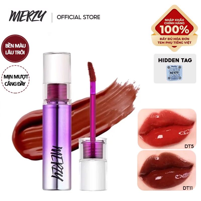 [Màu 1-11] Son Tint Bóng Siêu Lì, Cho Đôi Môi Căng Mọng Merzy Aurora Dewy Tint 5.5g