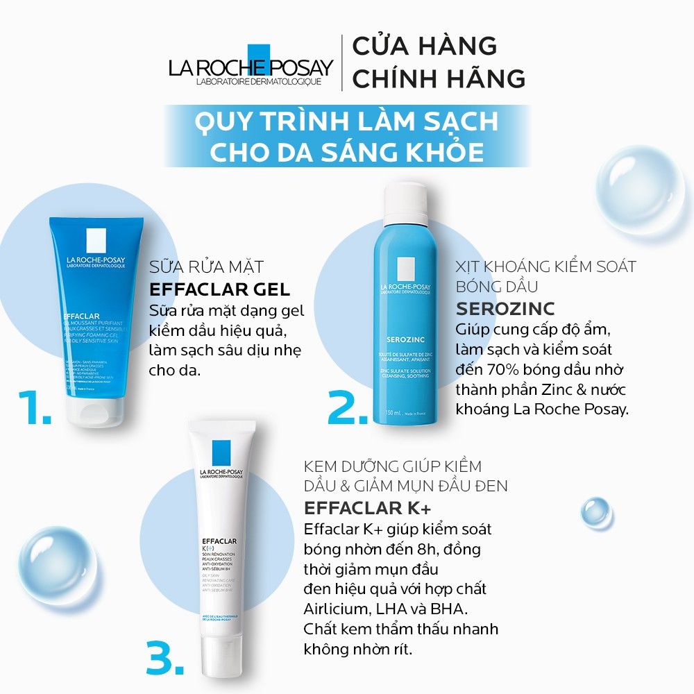 [2 Items] Bộ Đôi Làm Sạch & Làm Dịu Cho Da Dầu Mụn La Roche-Posay Effaclar Purifying Foaming Gel 200ml + Thermal Spring Water Sensitive Skin 50ml