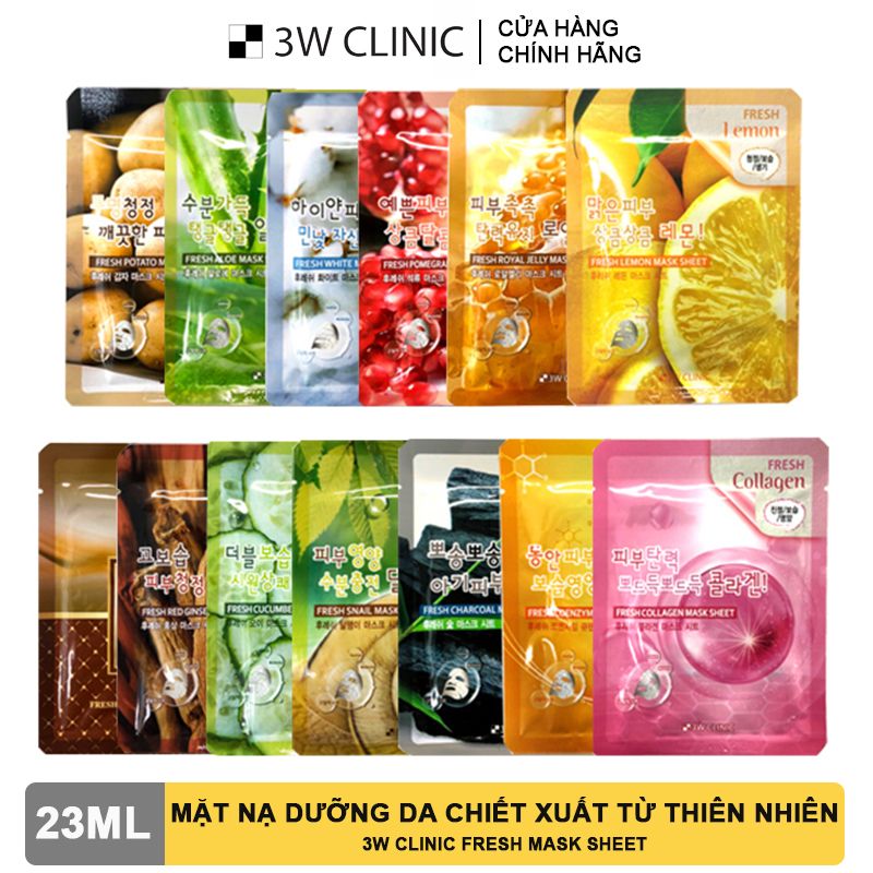 Mặt Nạ Dưỡng Da Chiết Xuất Từ Thiên Nhiên 3W Clinic Fresh Mask Sheet 23ml