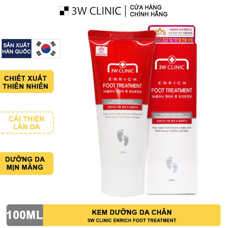 Kem Dưỡng Da Chân 3W Clinic Enrich Foot Treatment 100ml