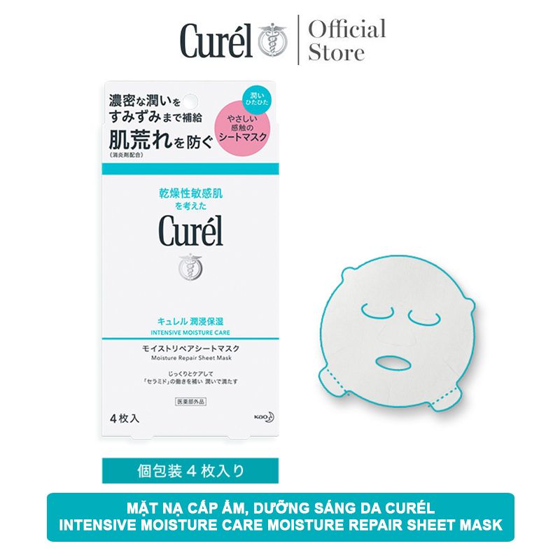 [Hộp 4 Miếng] Mặt Nạ Cấp Ẩm, Dưỡng Sáng Da Curél Intensive Moisture Care Moisture Repair Sheet Mask