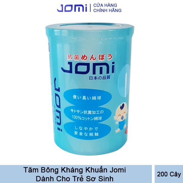 [Hộp 200 cái] Tăm Bông Kháng Khuẩn Jomi Dành Cho Trẻ Sơ Sinh