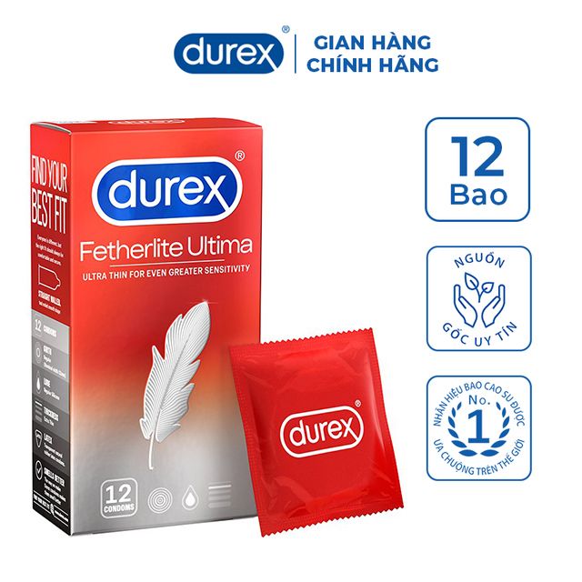 [Hộp 12 Cái] Bao Cao Su Siêu Mỏng Durex Fetherlite Ultima Condoms (Che tên sản phẩm khi giao hàng)