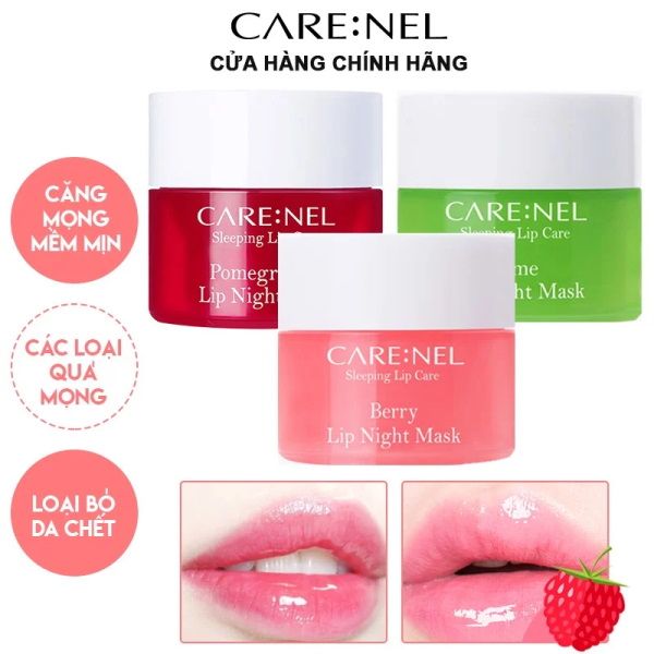 [3 mùi] Mặt Nạ Ngủ Môi Hàn Quốc Dưỡng Ẩm, Loại Bỏ Da Chết Cho Môi Carenel Lip Night Mask 5g