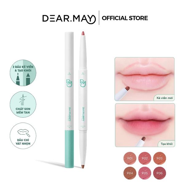 Chì Kẻ Viền Môi Dearmay Tạo Khối Môi 2 Đầu 2In1 Plumpy Lip Liner 0.46g