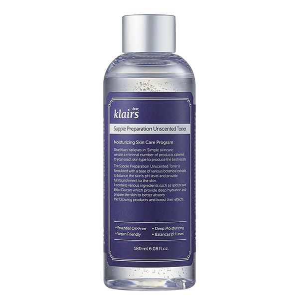 Nước Hoa Hồng Không Mùi Dưỡng Ẩm, Làm Dịu Da Klairs Supple Preparation Unscented Toner 180ml