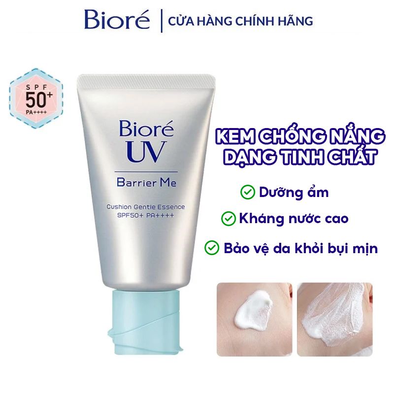 Kem Chống Nắng Dưỡng Ẩm, Kháng Nước Cao Biore UV Barrier Me Cushion Gentle Essence SPF50+/PA++++ 60g