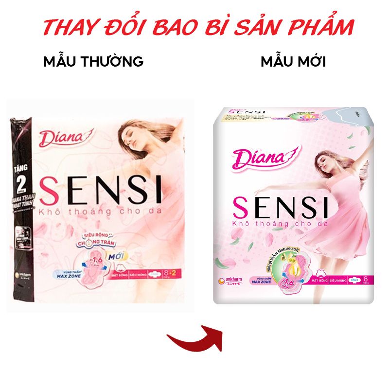 Băng Vệ Sinh Diana Sensi Siêu Mỏng Có Cánh - 8 Miếng (Che tên sản phẩm khi giao hàng)