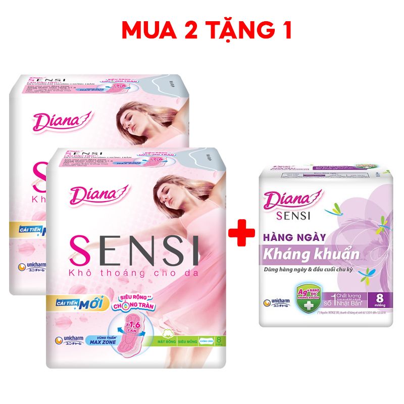 Băng Vệ Sinh Diana Sensi Siêu Mỏng Có Cánh - 8 Miếng (Che tên sản phẩm khi giao hàng)