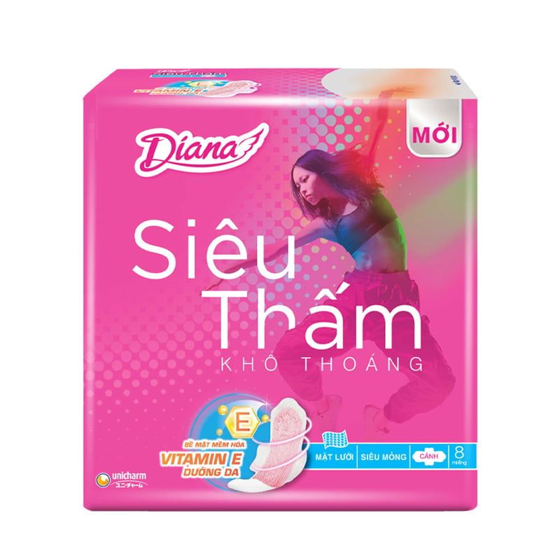 Băng Vệ Sinh Diana Siêu Thấm Siêu Mỏng Có Cánh - 8 Miếng