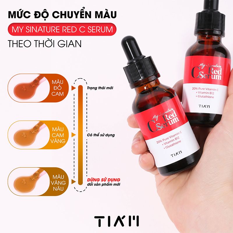 Serum Tiam Tinh Chất Vitamin C Hỗ Trợ Dưỡng Trắng, Mờ Thâm Tiam Red C Serum 30ml (date 8/2024)