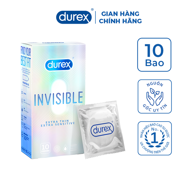 [Hộp 10 Cái] Bao Cao Su Siêu Mỏng Cao Cấp Durex Invisible Extra Sensitive Condoms (Che tên sản phẩm khi giao hàng)