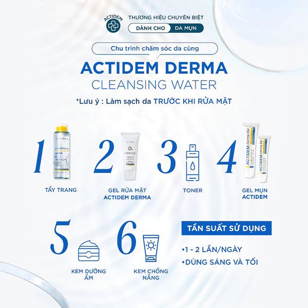 Gel Rửa Mặt Actidem Dành Cho Da Dầu Mụn Derma pH Gel Cleanser 150ml