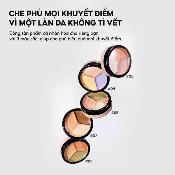 Che Khuyết Điểm Triệt Sắc, Che Phủ Cao The Saem Cover Perfection Triple Pot Concealer SPF28/PA+ 4.5g