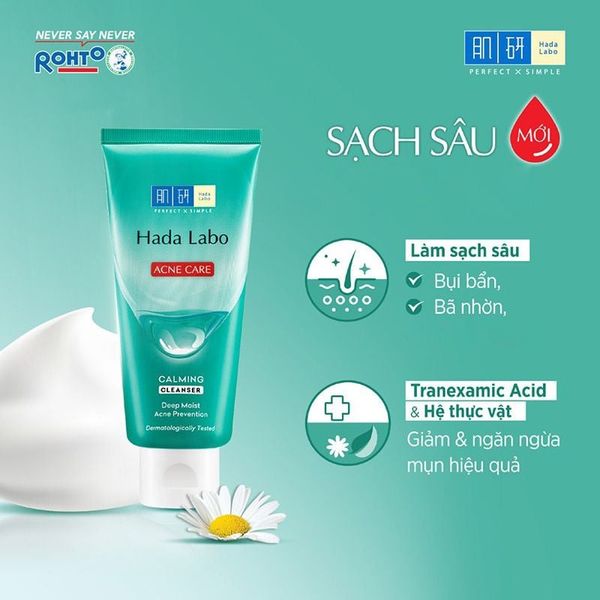 Sữa Rửa Mặt Hada Labo Dành Cho Da Mụn, Nhạy Cảm Acne Care Calming Cleanser 80g
