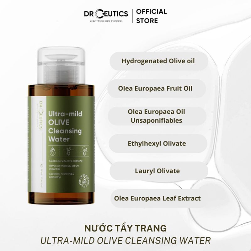 Nước Tẩy Trang Làm Sạch Dịu Nhẹ, Cấp Ẩm DrCeutics Ultra-mild Olive Cleansing Water
