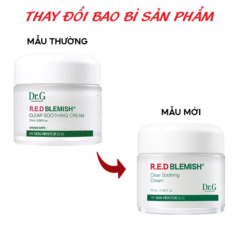 Kem Dưỡng Ẩm Làm Dịu Da, Hỗ Trợ Phục Hồi Và Giảm Đỏ Da Dr.G R.E.D Blemish Clear Soothing Cream 70ml