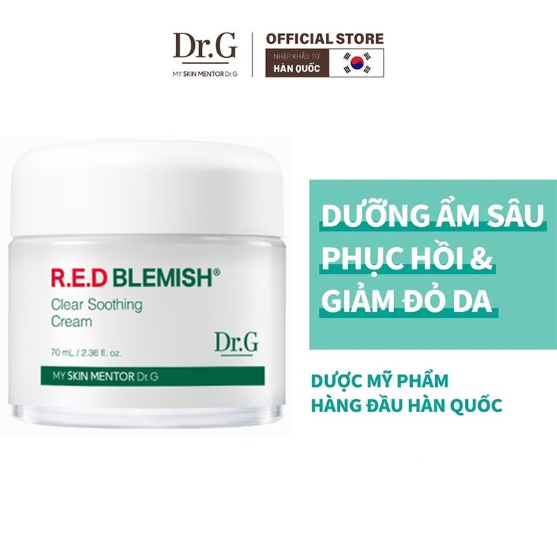 Kem Dưỡng Ẩm Làm Dịu Da, Hỗ Trợ Phục Hồi Và Giảm Đỏ Da Dr.G R.E.D Blemish Clear Soothing Cream 70ml