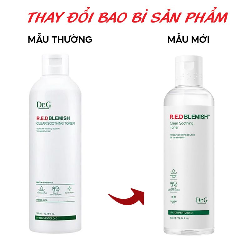 Nước Hoa Hồng Dưỡng Ẩm Làm Dịu Da Mẩn Đỏ Dr.G R.E.D Blemish Clear Soothing Toner 300ml