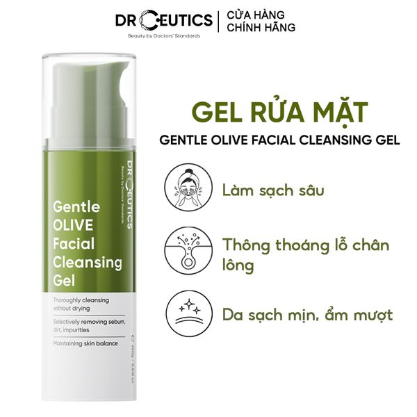 Gel Rửa Mặt Drceutics Tạo Bọt, Làm Sạch Dịu Nhẹ, Dưỡng Ẩm Gentle Olive Facial Cleansing Gel 250g