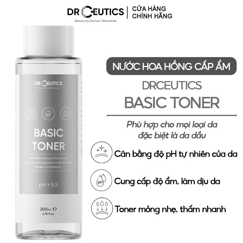 Nước Hoa Hồng Cấp Ẩm Cho Da Dầu DrCeutics Basic Toner 200ml