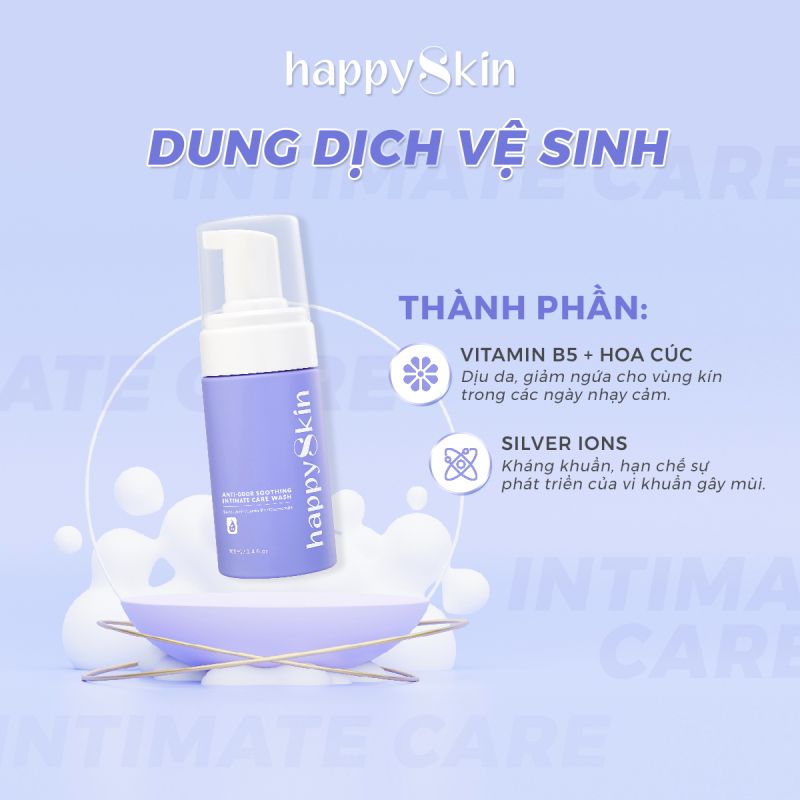 Dung Dịch Vệ Sinh Khử Mùi Làm Sạch, Ngăn Ngừa Vi Khuẩn Emmié By Happy Skin Anti-Odor Soothing Intimate Care Wash 100ml (Che tên sản phẩm khi giao hàng)