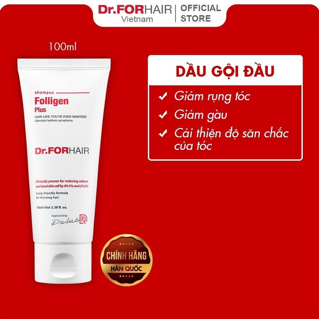 [100ml] Dầu Gội Giảm Rụng Tóc, Giảm Dầu Dr.FORHAIR Folligen Plus Shampoo