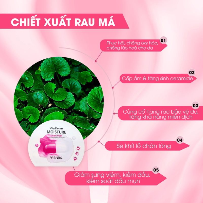 Mặt Nạ Kem Dưỡng Da Ẩm Mịn, Giúp Da Trắng Hồng BNBG Vita Derma Moisture Cream Mask 30ml