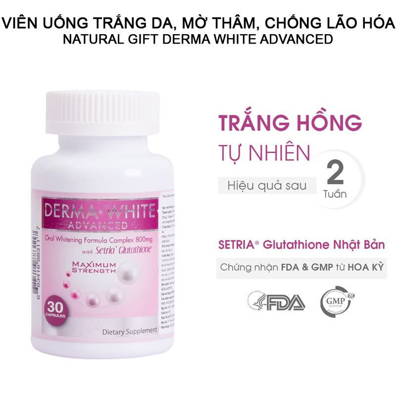 [30 Viên] Viên Uống Trắng Da, Mờ Thâm, Chống Lão Hóa Nature Gift Derma White Advanced