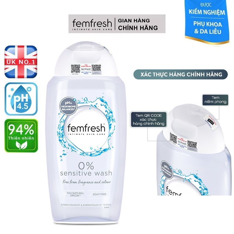 Dung Dịch Vệ Sinh Phụ Nữ Dành Cho Da Nhạy Cảm Femfresh Sensitive Intimate Wash 250ml (Che tên sản phẩm khi giao hàng)