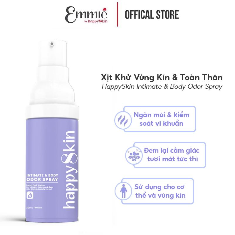 Xịt Khử Vùng Kín & Toàn Thân Giúp Làm Sạch, Cấp Ẩm, Làm Dịu Da Emmié By Happy Skin Intimate & Body Odor Spray 30ml