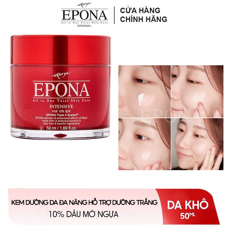 Kem Dưỡng Da Đa Năng Hỗ Trợ Dưỡng Trắng Da Từ Dầu Ngựa Epona All In One Total Skin Care Intensive 50ml