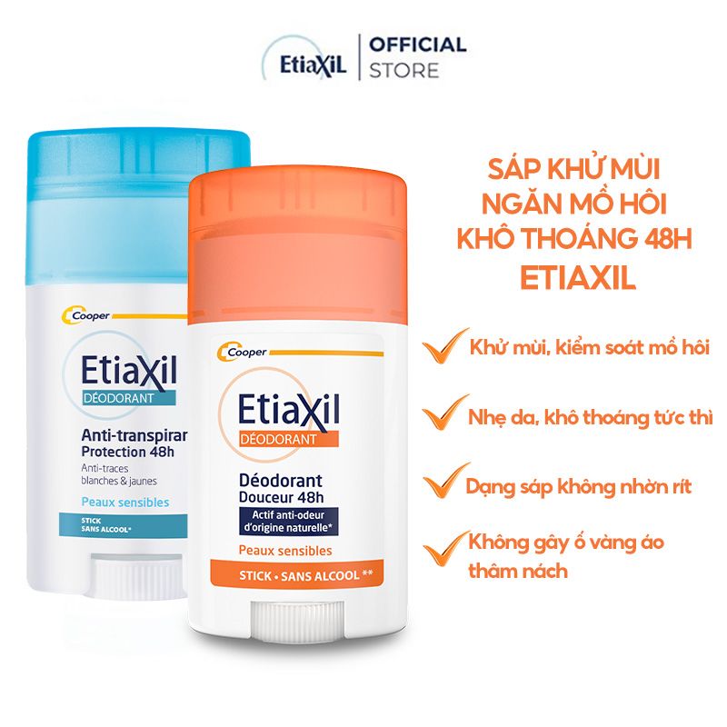 Lăn Khử Mùi Hằng Ngày Dạng Sáp Etiaxil Deodorant Douceur 48H Peaux Sensibles Stick 40g (Che tên sản phẩm khi giao hàng)