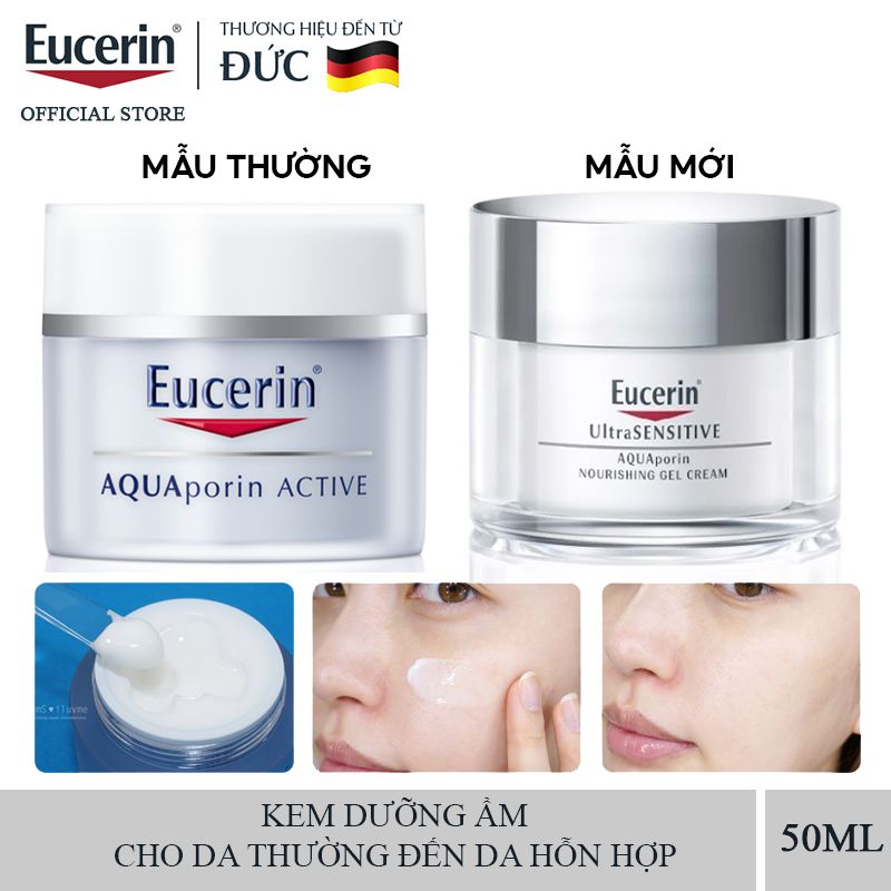 Kem Dưỡng Ẩm Cho Da Thường Đến Da Hỗn Hợp Eucerin UltraSensitive Aquaporin Nourishing Gel Cream 50ml