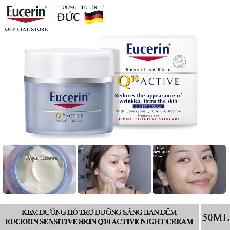 Kem Dưỡng Ban Đêm Hạn Chế Lão Hóa Eucerin Sensitive Skin Q10 Active Night Cream 50ml