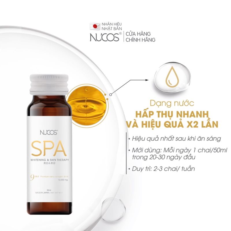 [Tặng kèm 2 chai] [Hộp 10 Chai] Nước Uống Bổ Sung Collagen Nhật Bản Ngăn Ngừa Lão Hóa Nucos Spa Whitening & Skin Therapy 9in1 Nano Collagen Drink