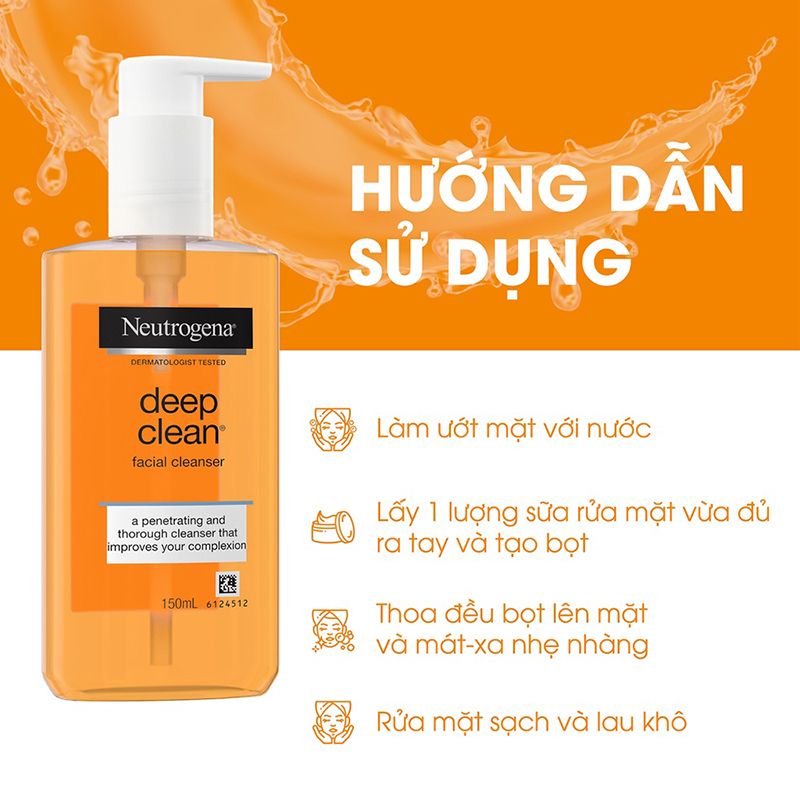 Sữa Rửa Mặt Làm Sạch Sâu Dạng Gel Neutrogena Deep Clean Facial Cleanser 150ml