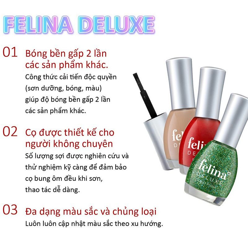 Sơn Móng Tay Màu Sắc Đa Dạng, Dưỡng Móng Chắc Khỏe Felina Deluxe Nail Polish 16ml