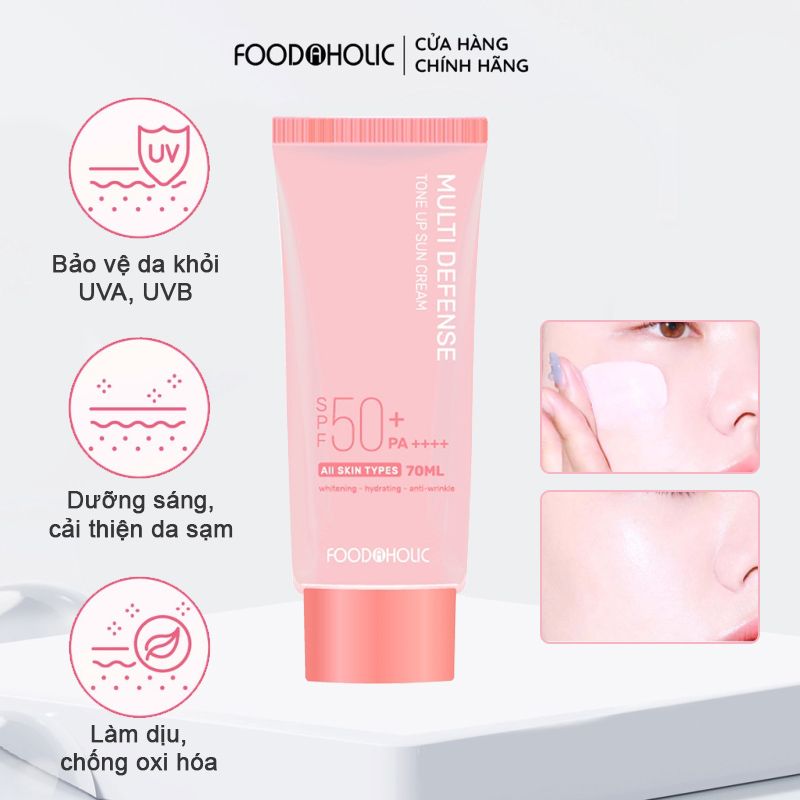 Kem Chống Nắng Nâng Tone Tự Nhiên, Chống Ánh Sáng Xanh Foodaholic Multi Defense Tone Up Sun Cream SPF 50+/PA++++ 70ml