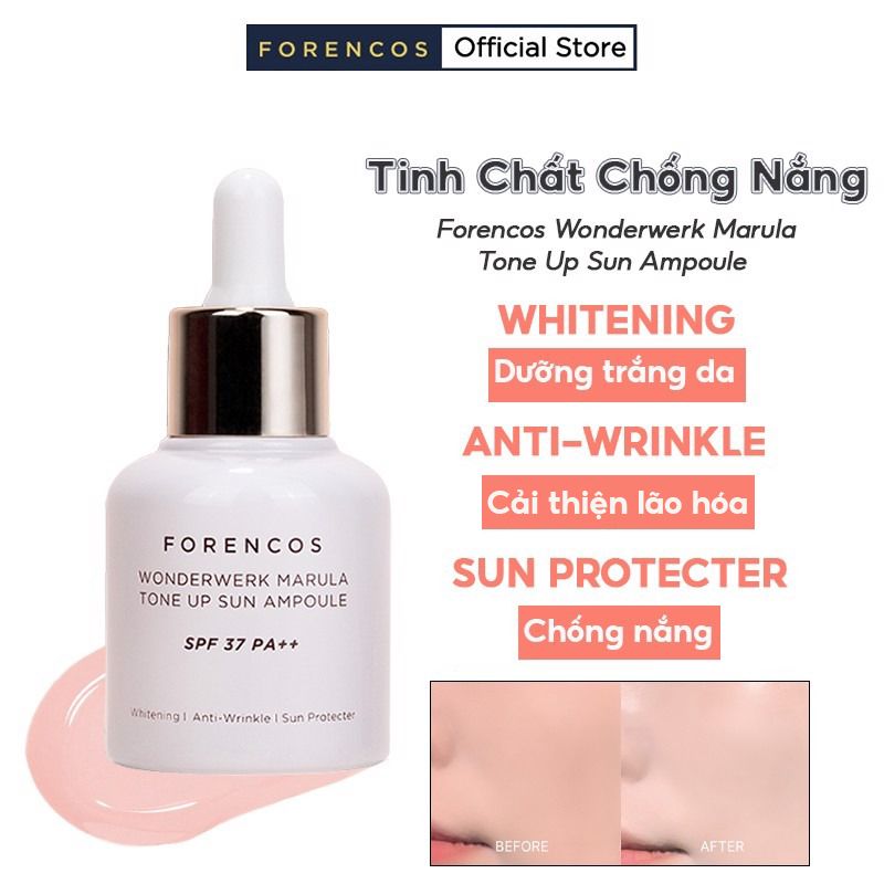 Tinh Chất Chống Nắng Dưỡng Sáng Da, Cấp Ẩm Forencos Wonderwerk Marula Tone Up Sun Ampoule 30ml