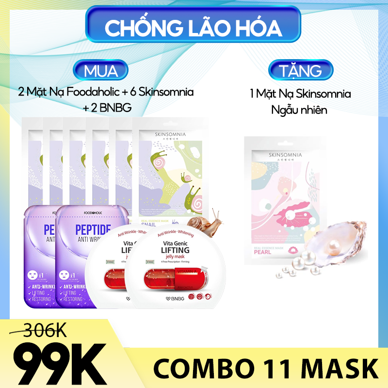 Combo Mặt Nạ (Dưỡng Trắng, Cấp Ẩm, Chống Lão Hóa, Giảm Mụn, Phục Hồi Da)