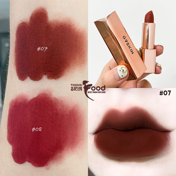 [Màu 1-8] Son Thỏi Lì Chất Siêu Mịn, Vỏ Vàng Cao Cấp G9Skin First V-Fit Lipstick