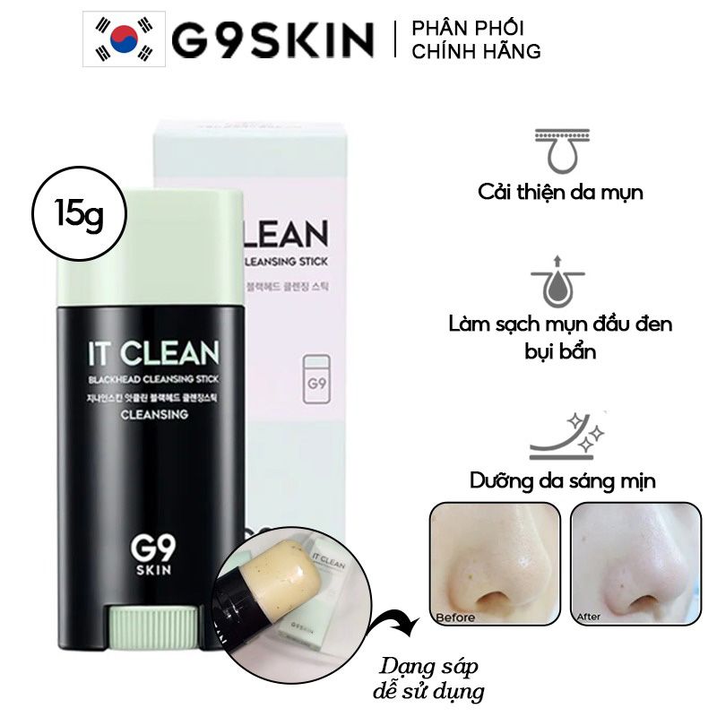 Sáp Hỗ Trợ Giảm Mụn Đầu Đen Dạng Thỏi G9SKIN IT Clean Blackhead Cleansing Stick 15g